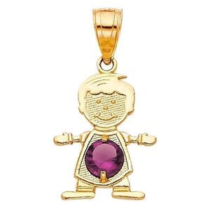 14k Real Yellow Gold June Birthstone CZ Boy Charm Pendant | birthday Gift |